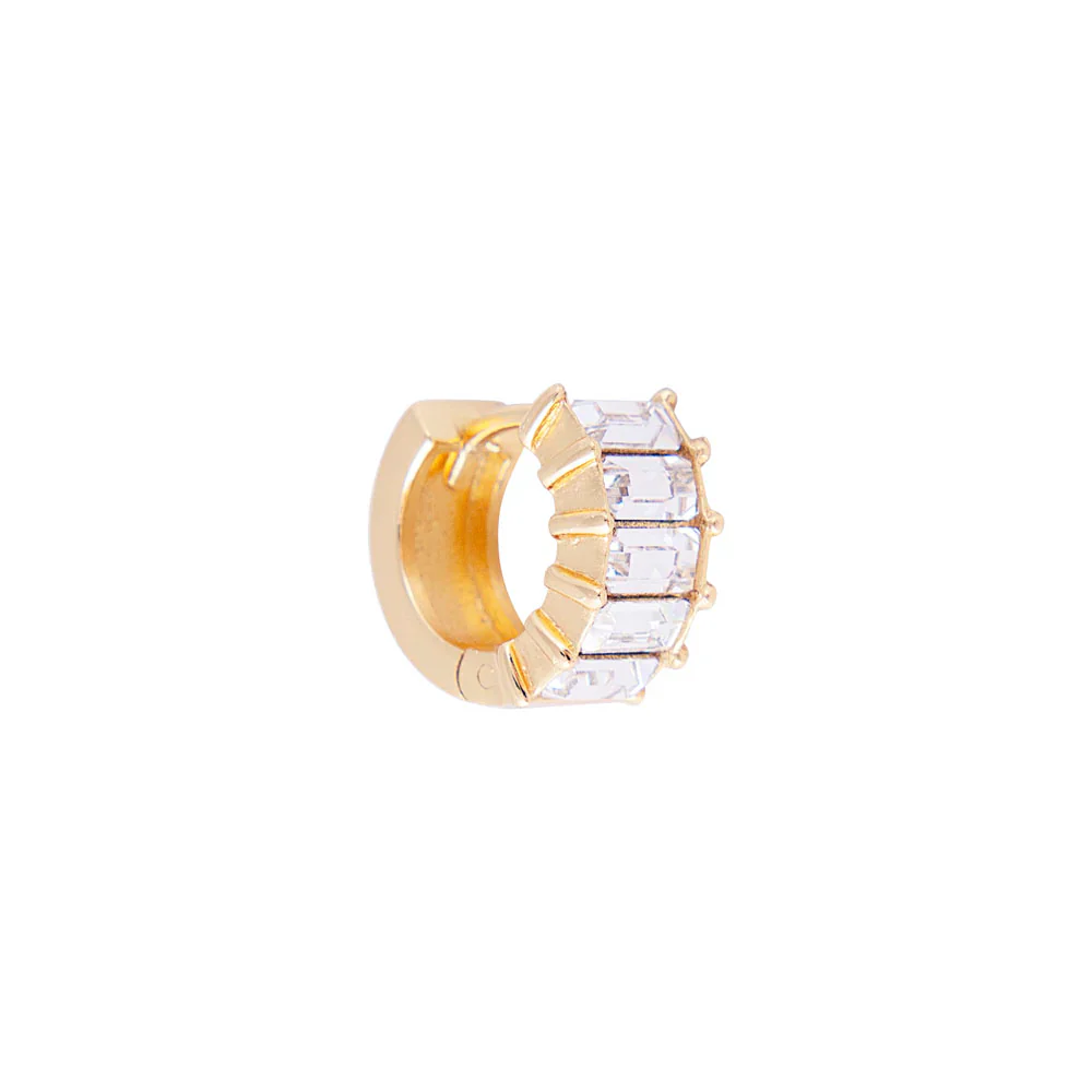 White Crystal Baguette Huggies - Image 3