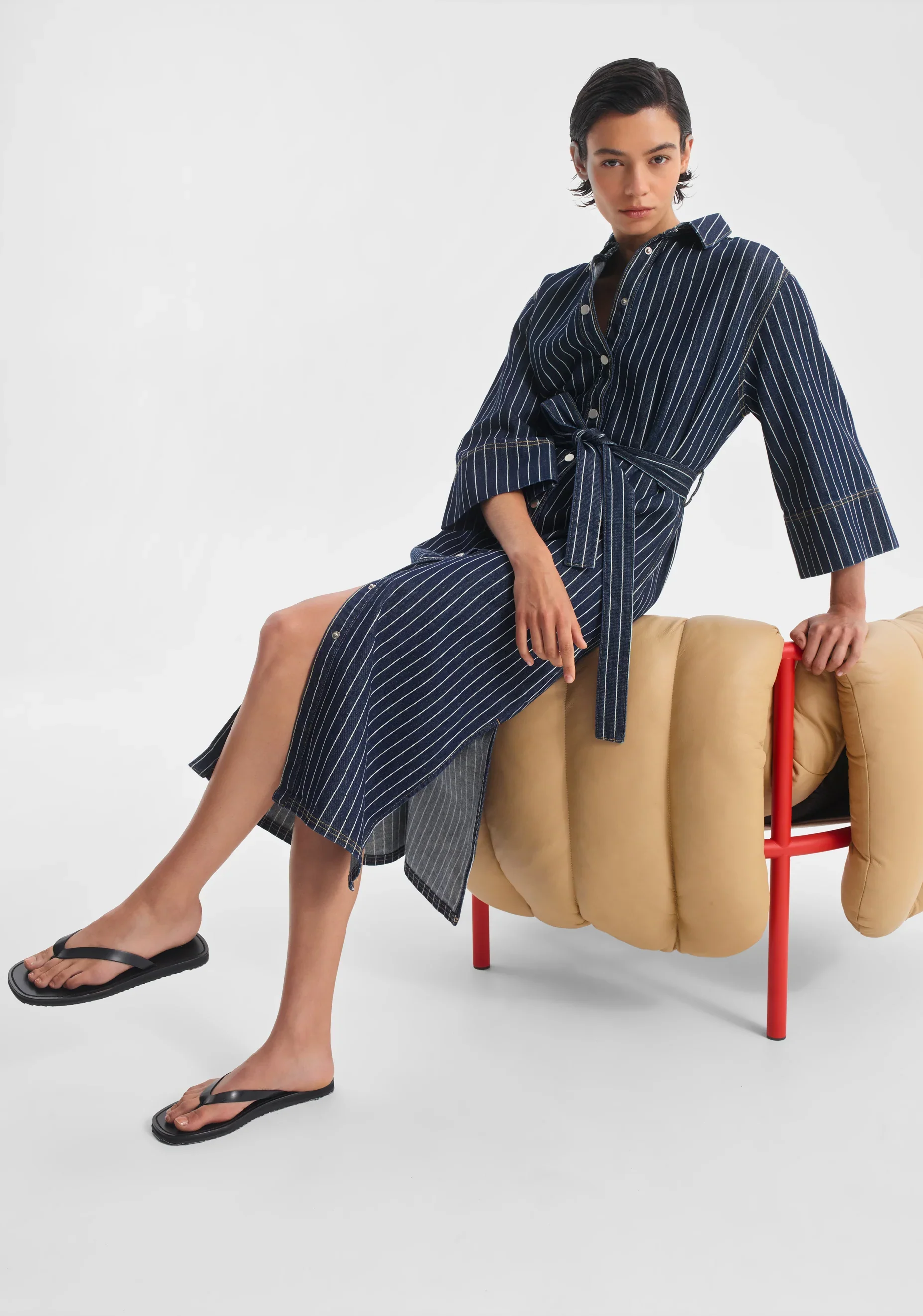 Wyatt Denim Dress | Stripe - Image 5